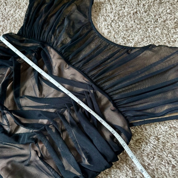 TADASHI SHOJI Black Illusion Ruched Mesh Dress - XS - Elegant Party Look - Picture 9 of 16